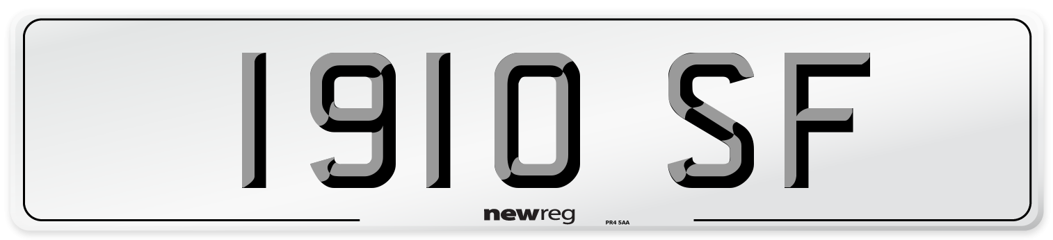 1910 SF Number Plate from New Reg